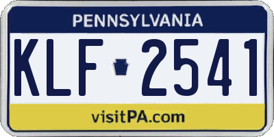 PA license plate KLF2541