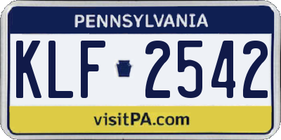PA license plate KLF2542