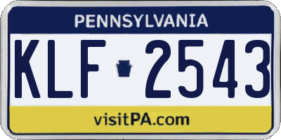 PA license plate KLF2543