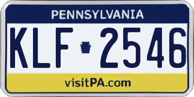 PA license plate KLF2546