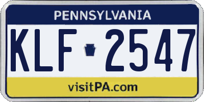 PA license plate KLF2547