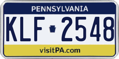 PA license plate KLF2548