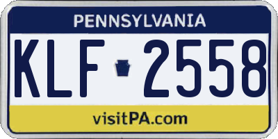 PA license plate KLF2558