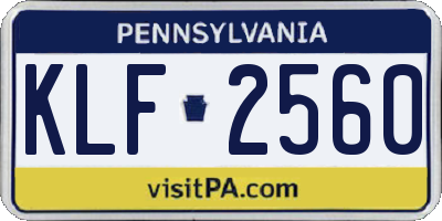 PA license plate KLF2560