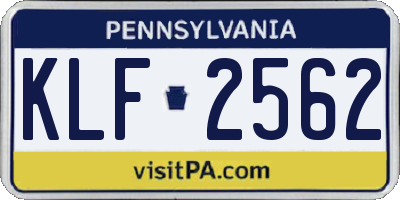 PA license plate KLF2562
