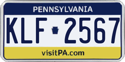 PA license plate KLF2567