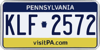 PA license plate KLF2572
