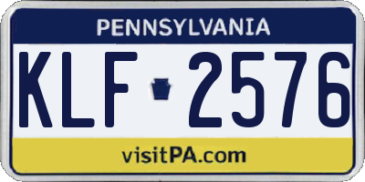 PA license plate KLF2576