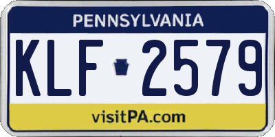 PA license plate KLF2579