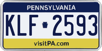 PA license plate KLF2593