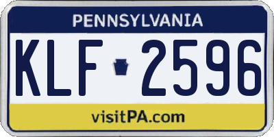 PA license plate KLF2596