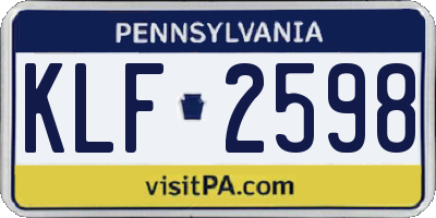 PA license plate KLF2598