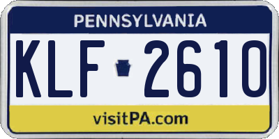 PA license plate KLF2610
