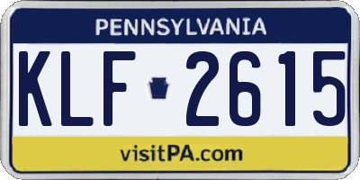 PA license plate KLF2615