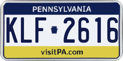 PA license plate KLF2616