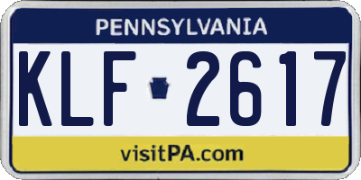PA license plate KLF2617