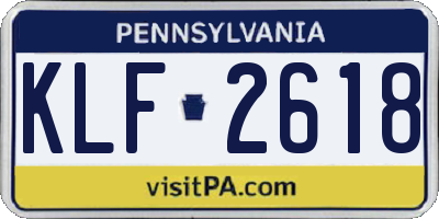 PA license plate KLF2618