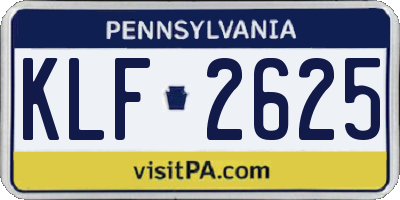 PA license plate KLF2625