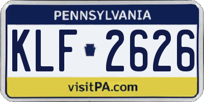 PA license plate KLF2626