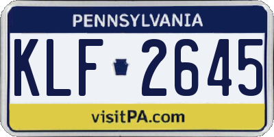 PA license plate KLF2645