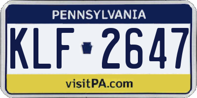 PA license plate KLF2647