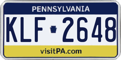 PA license plate KLF2648