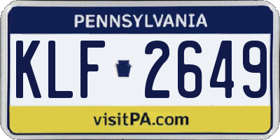 PA license plate KLF2649