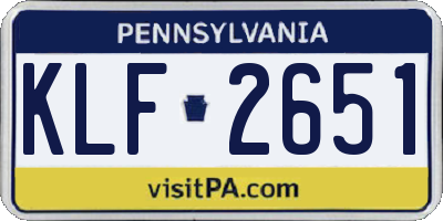 PA license plate KLF2651