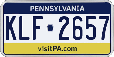 PA license plate KLF2657