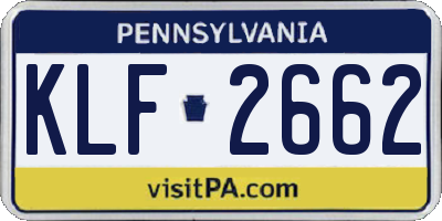 PA license plate KLF2662