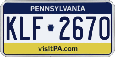 PA license plate KLF2670