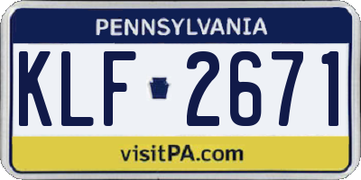 PA license plate KLF2671