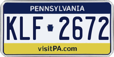 PA license plate KLF2672