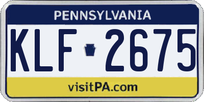 PA license plate KLF2675