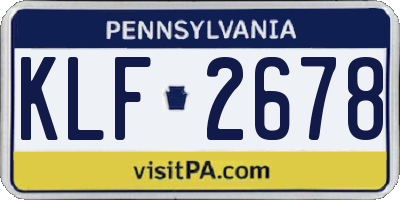 PA license plate KLF2678