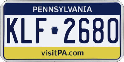PA license plate KLF2680