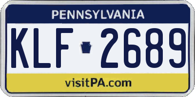 PA license plate KLF2689