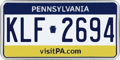 PA license plate KLF2694