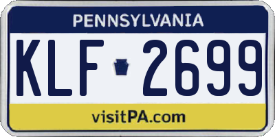 PA license plate KLF2699