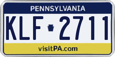 PA license plate KLF2711