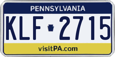 PA license plate KLF2715