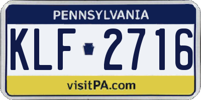 PA license plate KLF2716