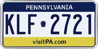 PA license plate KLF2721