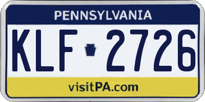 PA license plate KLF2726