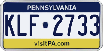PA license plate KLF2733