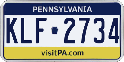 PA license plate KLF2734