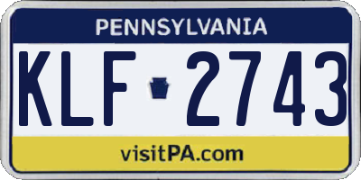 PA license plate KLF2743