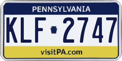 PA license plate KLF2747