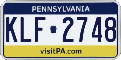 PA license plate KLF2748