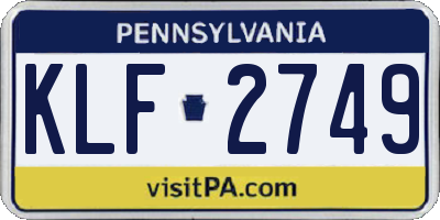 PA license plate KLF2749